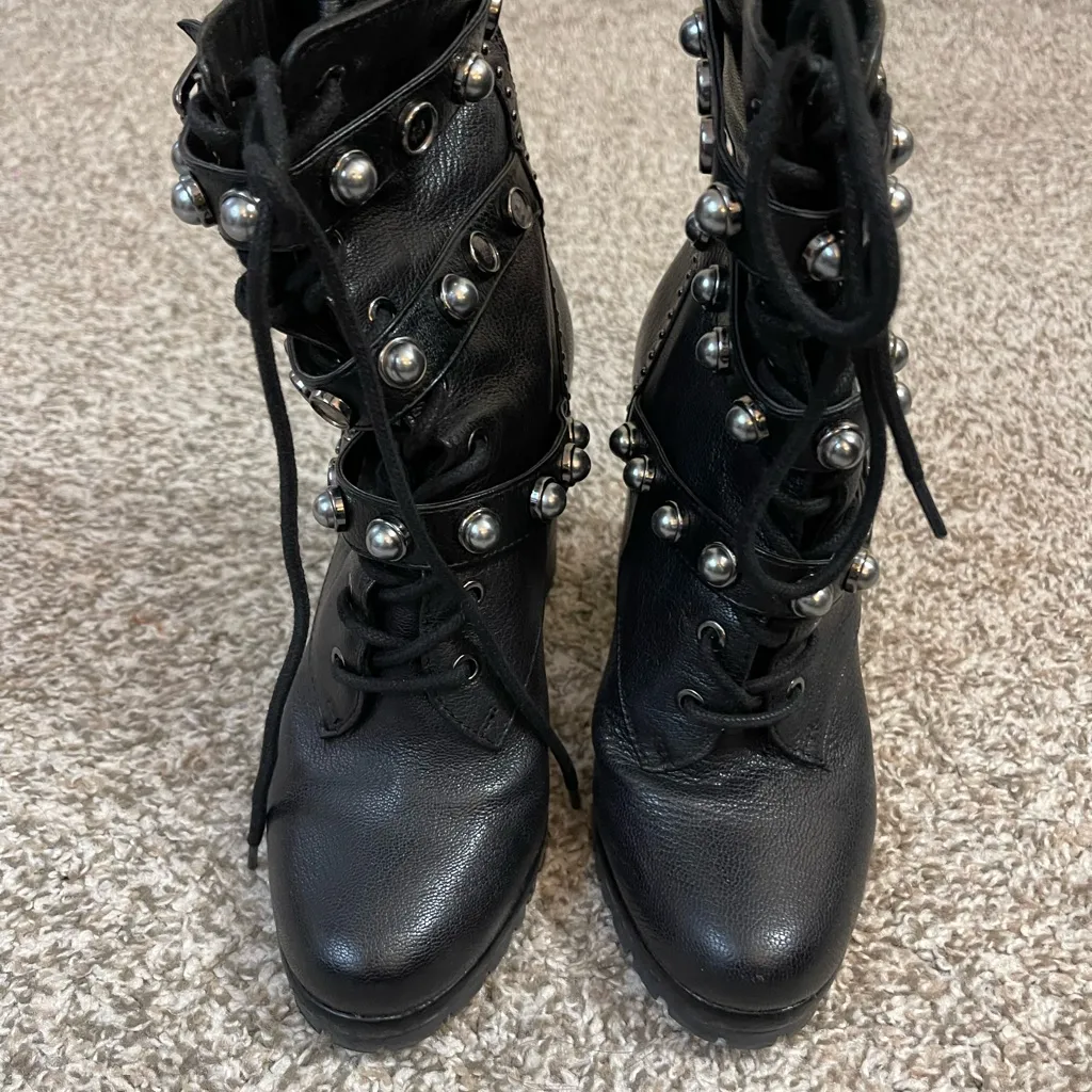 Karl Lagerfeld Black Boots with Stud Accents size 7‎ - Image 2