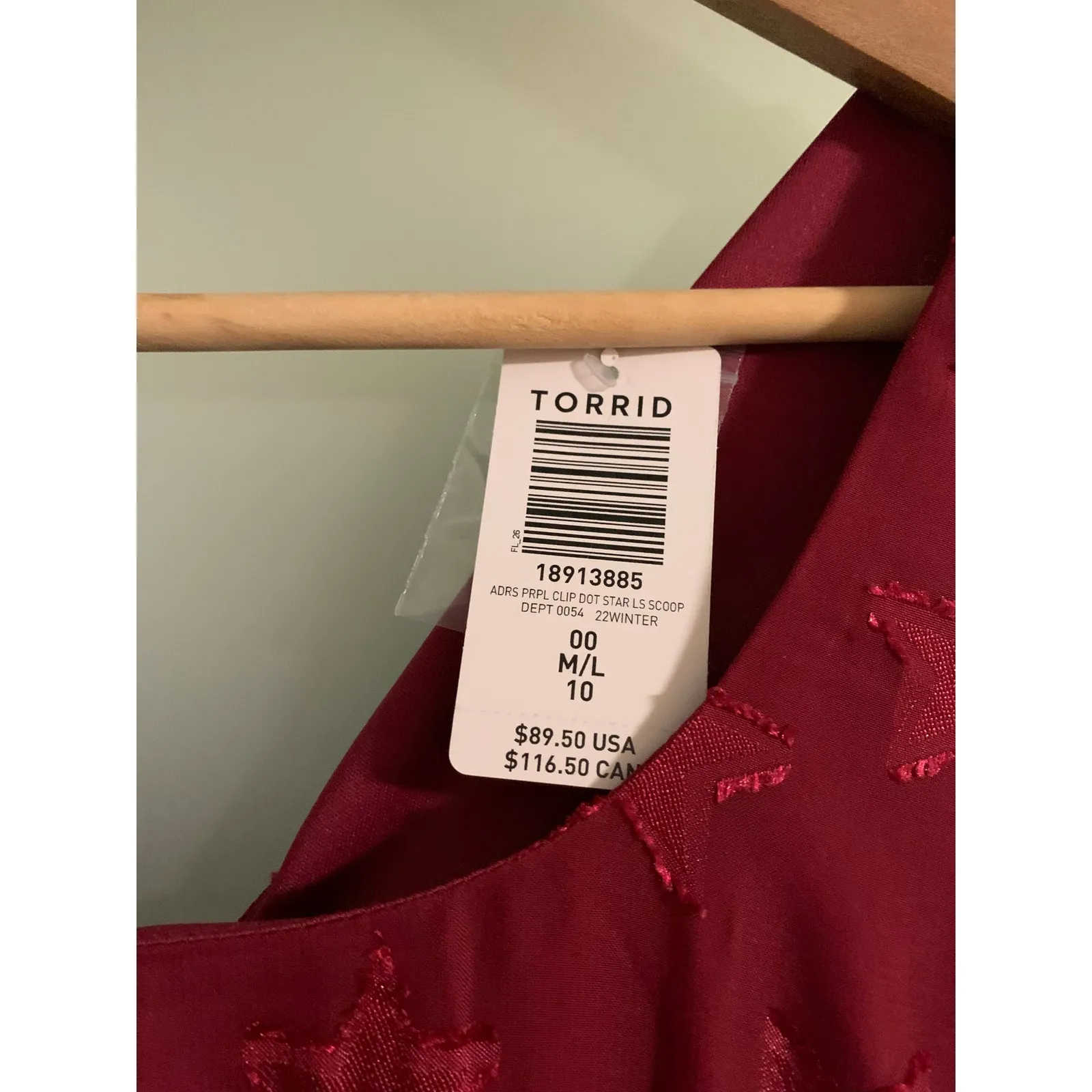 Torrid Midi Clip Dot Chiffon Tiered Dress Scoop Neck Burgundy Size 00 NWT - Image 6
