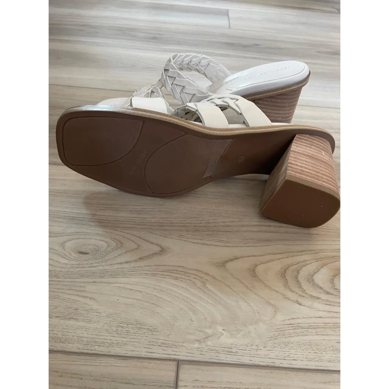 NWT Marc‎ Fisher Womens White Ivory Braided Strappy Block Heel Sandals Size 9 - Image 4