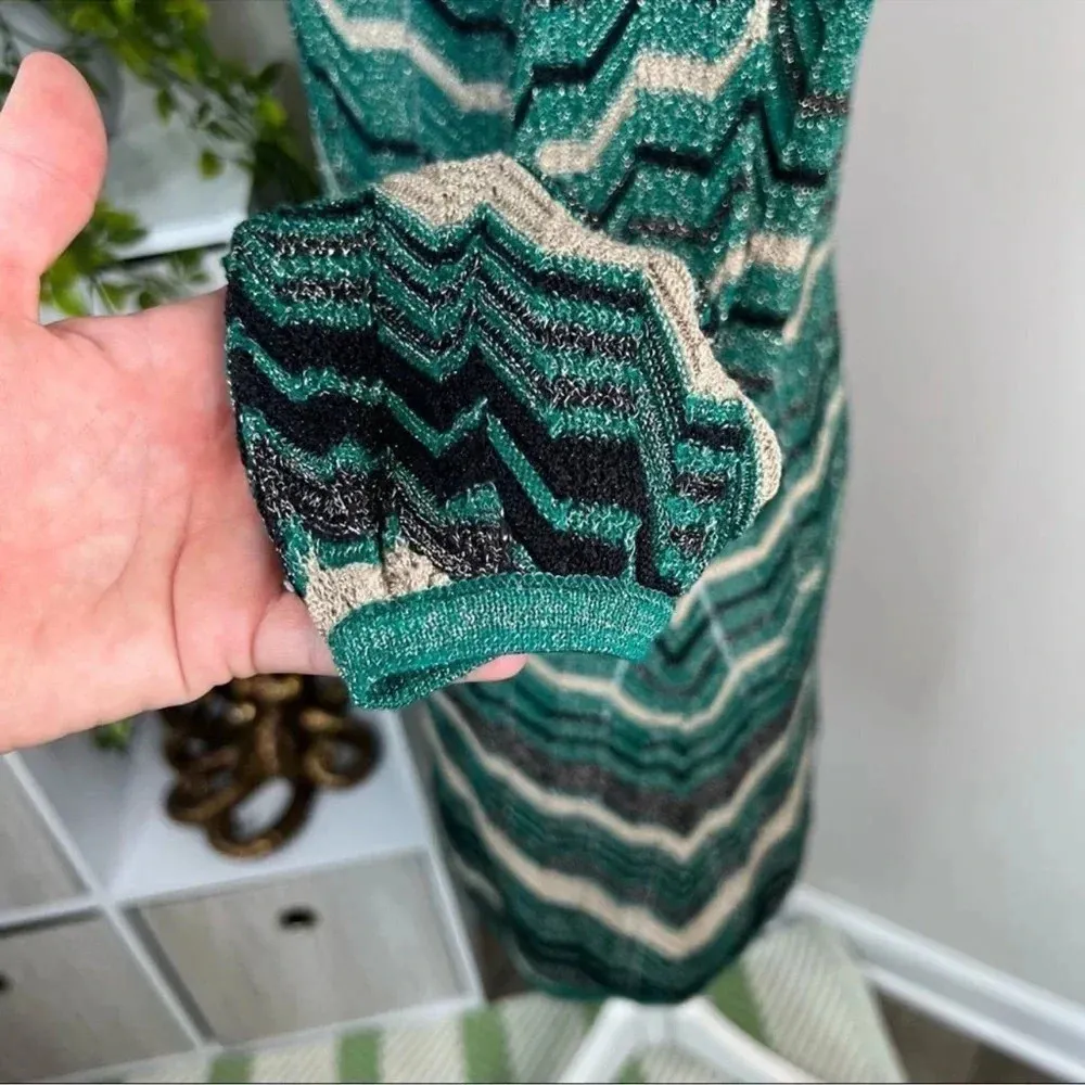 XOXO Long Sleeve Chevron Knit Sweater Dress Multicolor Size S Metallic Y2K - Image 7