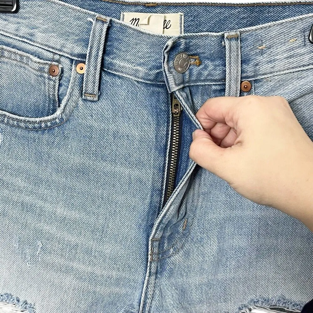 Madewell Relaxed Mid Length Denim Shorts Steenwick Wash Ripped High Rise Size 24 - Image 5