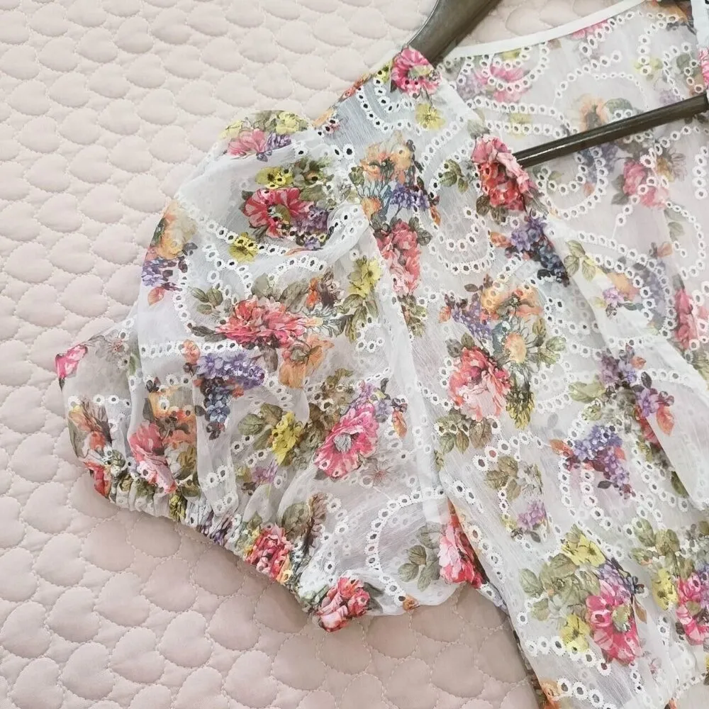 NWOT alice + olivia Jessamy Maxi Robe Floral Print Embroidery Long Dress Size: S - Image 4