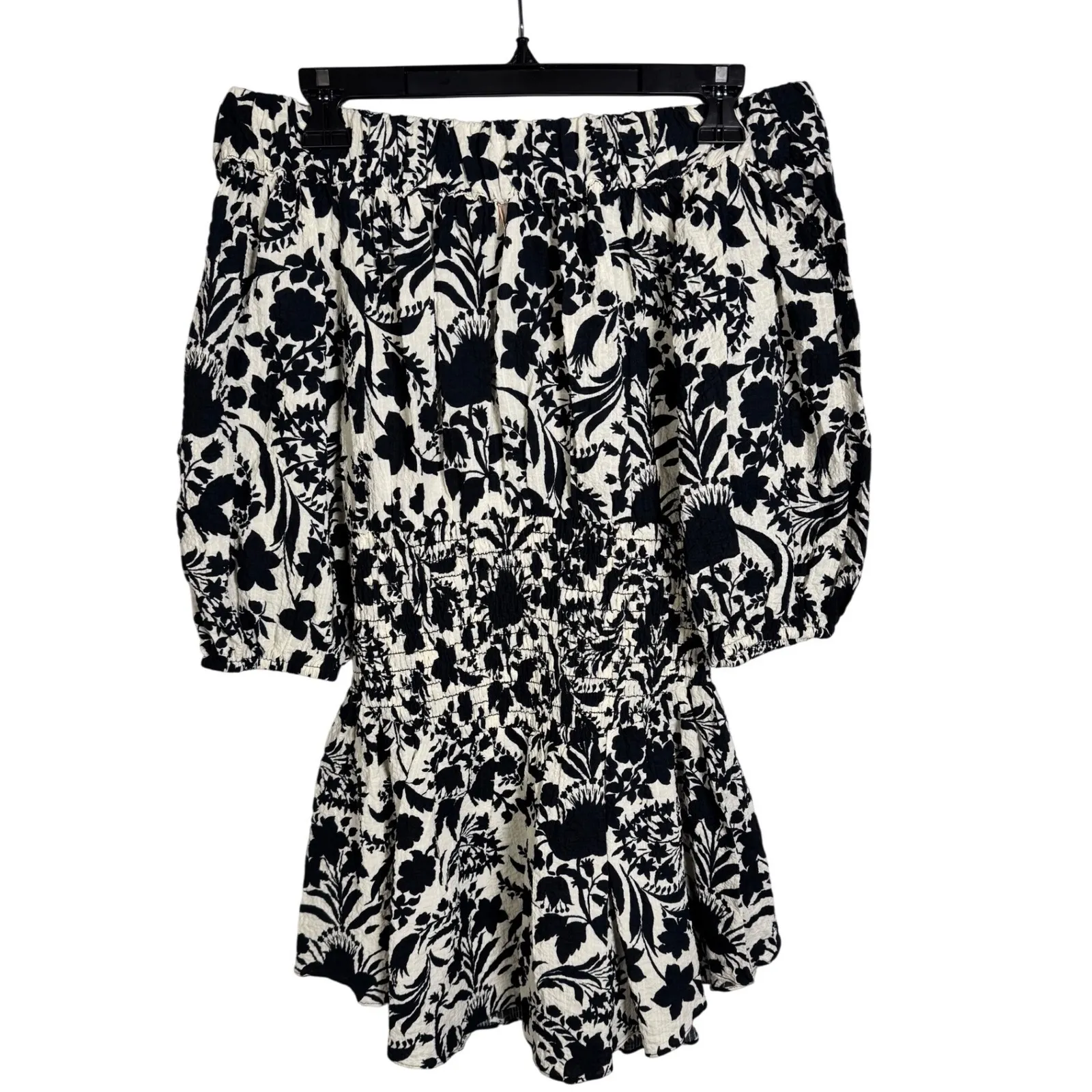 MISA Los Angeles Off The Shoulder Floral Print Smocked Waist Mini Dress XS/S - Image 4