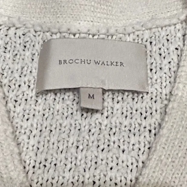 BROCHU WALKER Organic Cotton Knit Cardigan Button Front Cream White Women Medium - Image 8