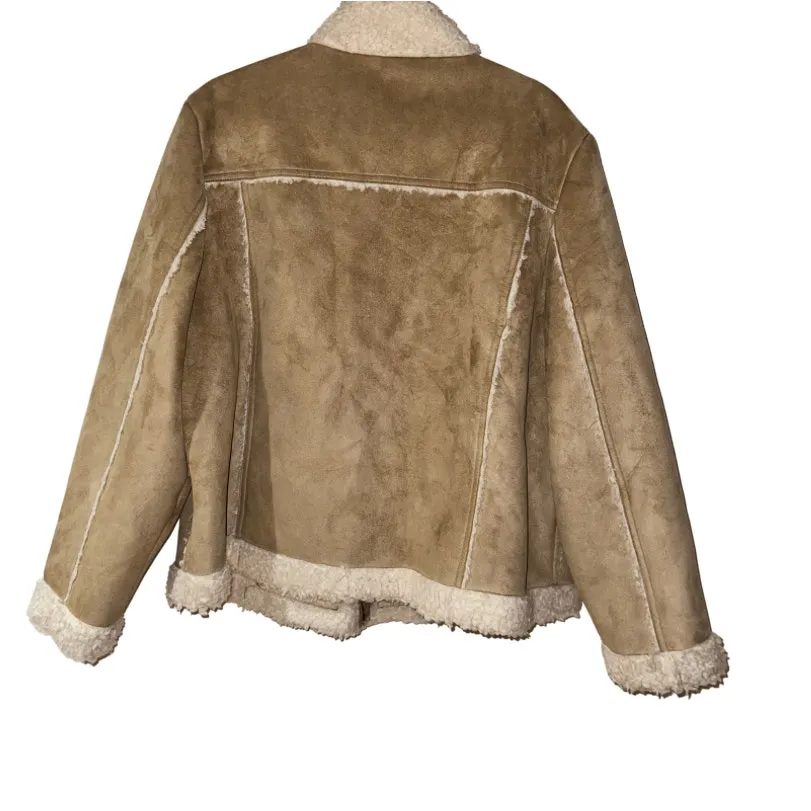VENEZIA TAN VINTAGE STYLE SUEDE FEEL FULL ZIP STYLISH TRENDY JACKET Size 22/24 - Image 2