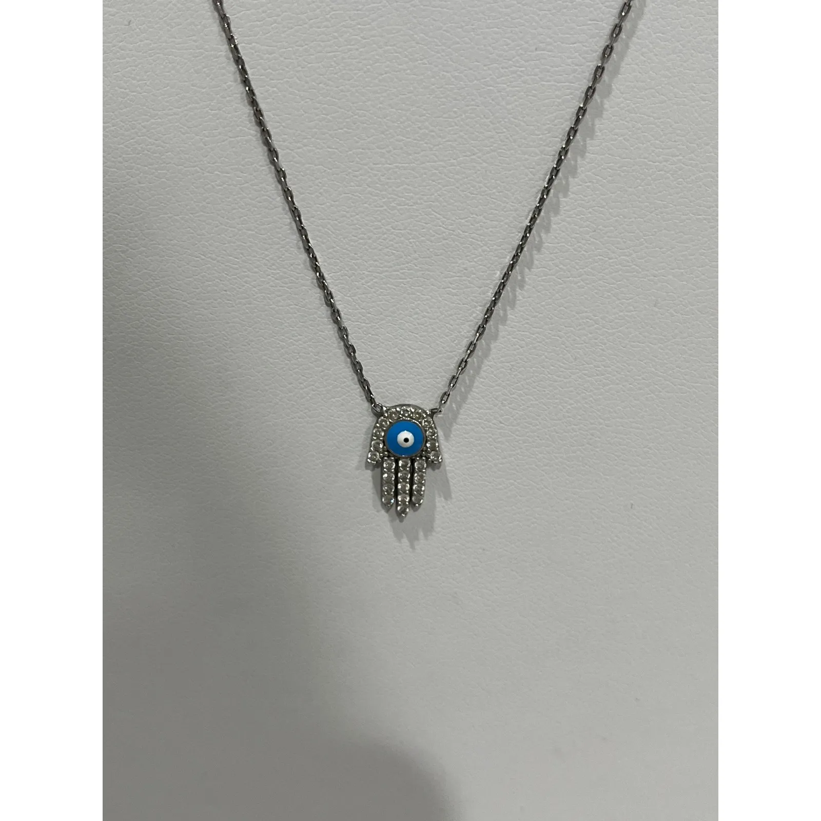 Evil Eye Hamsa Hand Necklace‎ 925 Silver Chain Pendant Jewelry Gift - Image 2
