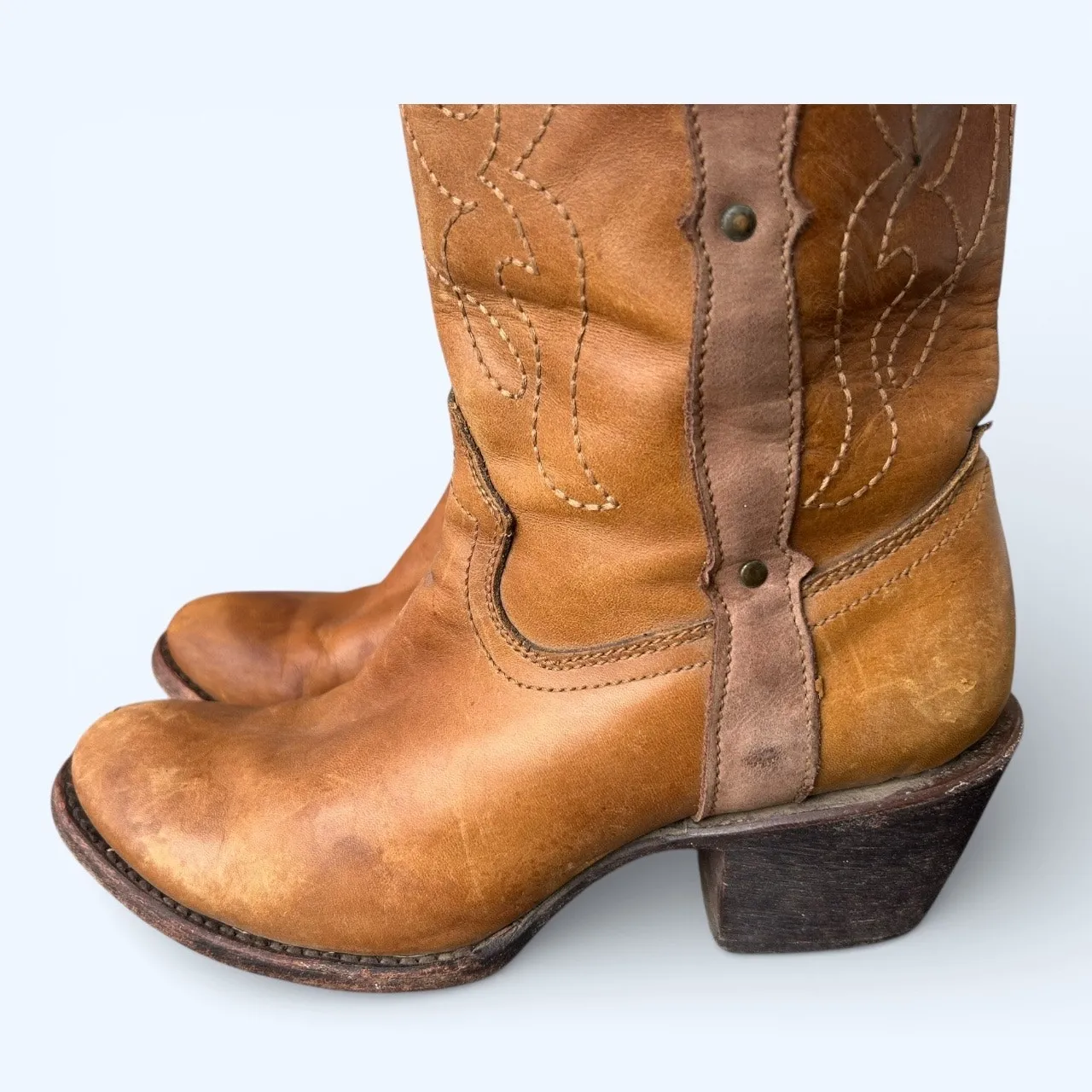 Corral Vintage 1971 Tall Western Boots Brown Leather Cowboy Boho Women’s 6.5 - Image 12