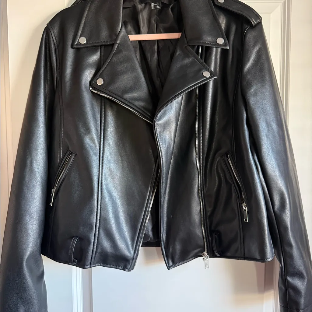 Forever 21  Black Leather Biker Jacket - Image 2