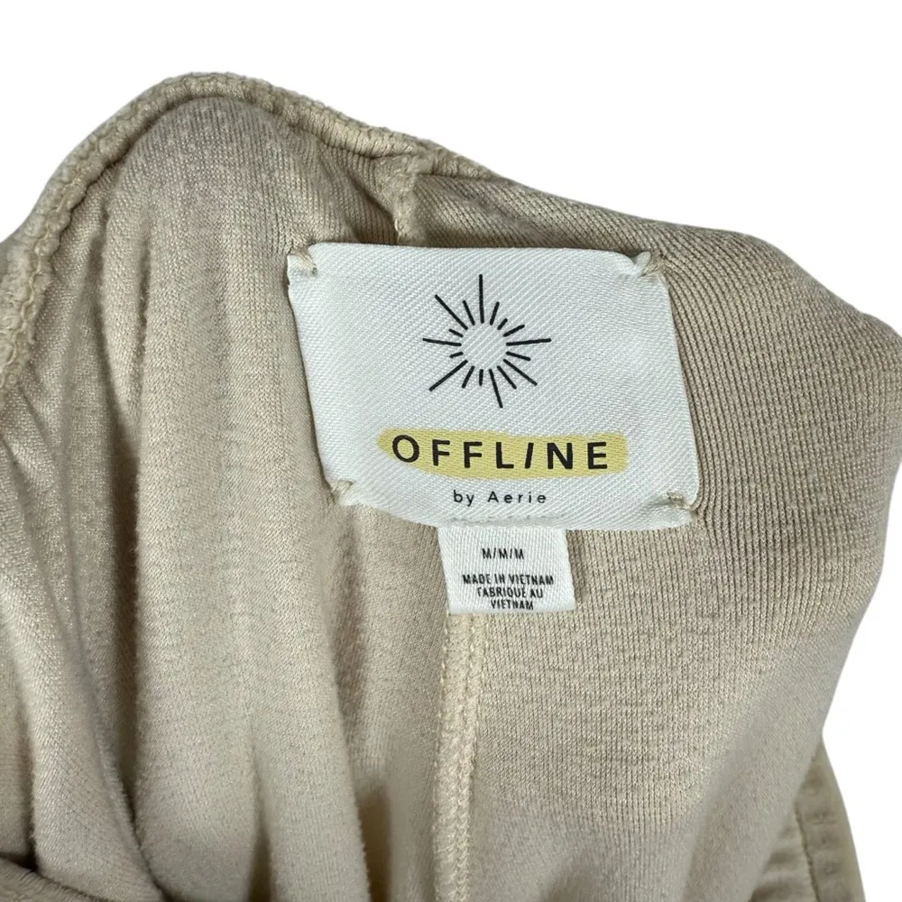 NWOT Aerie Offline Women’s Velvet Velour Joggers in Beige Size Medium - Image 8