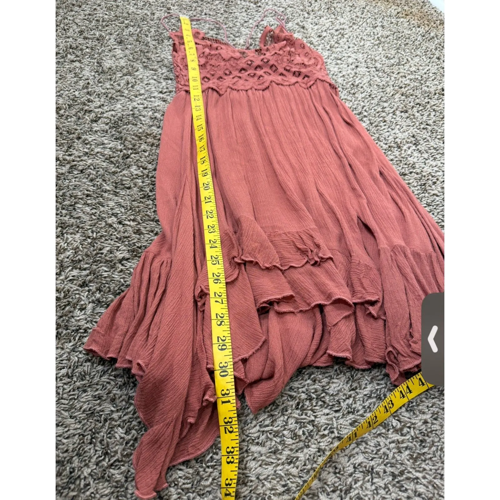 Free People Womens Orange Adella Mini Dress Sz XS Boho Feminine Cute - Image 9