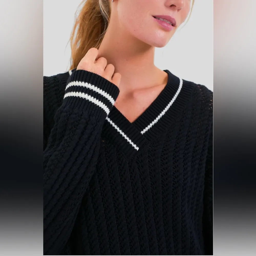 TUCKERNUCK Black Cropped Irene Sweater, Medium, 100% Cotton, NWT - Image 2