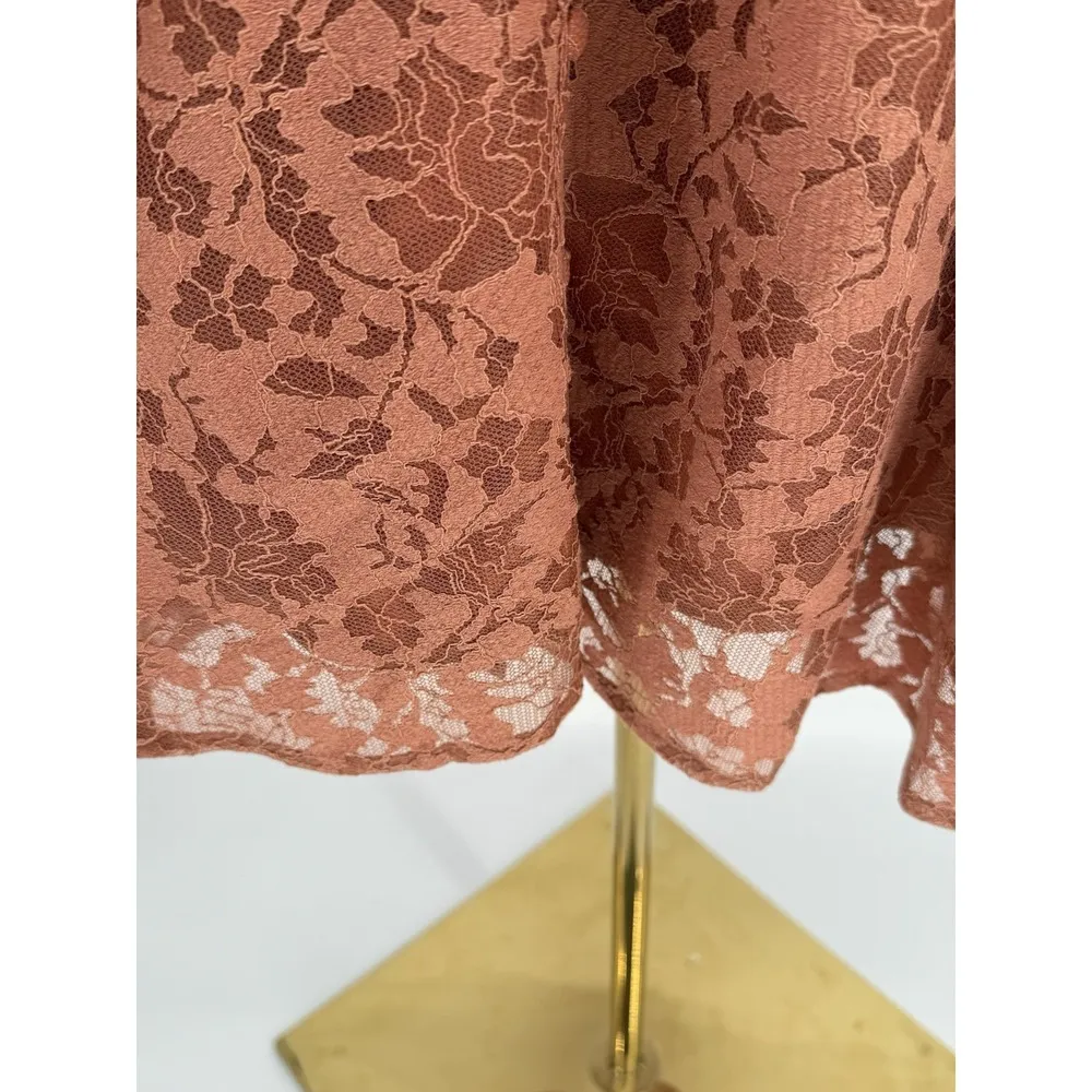 Molly Bracken Women's Large Orange Lace Button Down Sleveless Mini Dress Western - Image 4