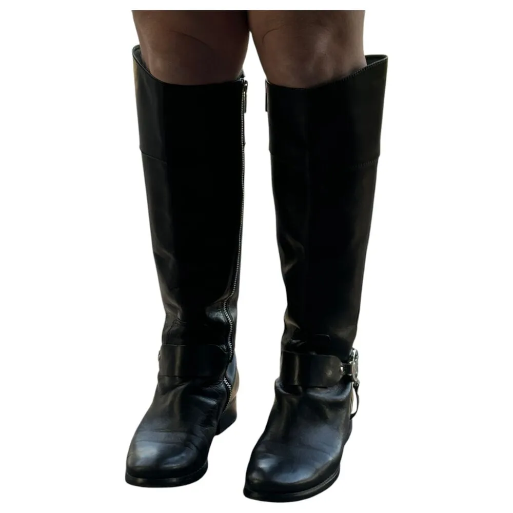 Michael Kors Black Leather Harness Boots Size 7 - Image 5