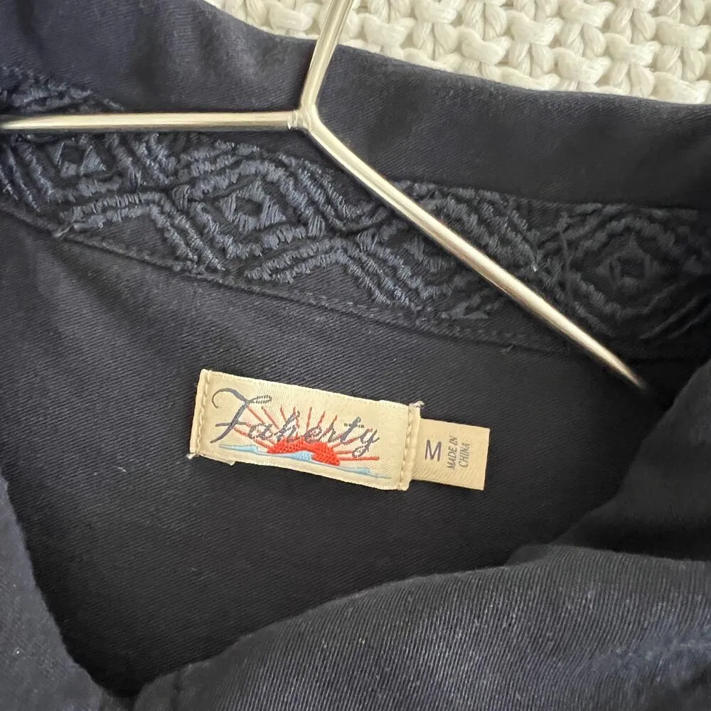 Faherty Women's Navy Blue Button Down Shirt Dress Size M - Image 6