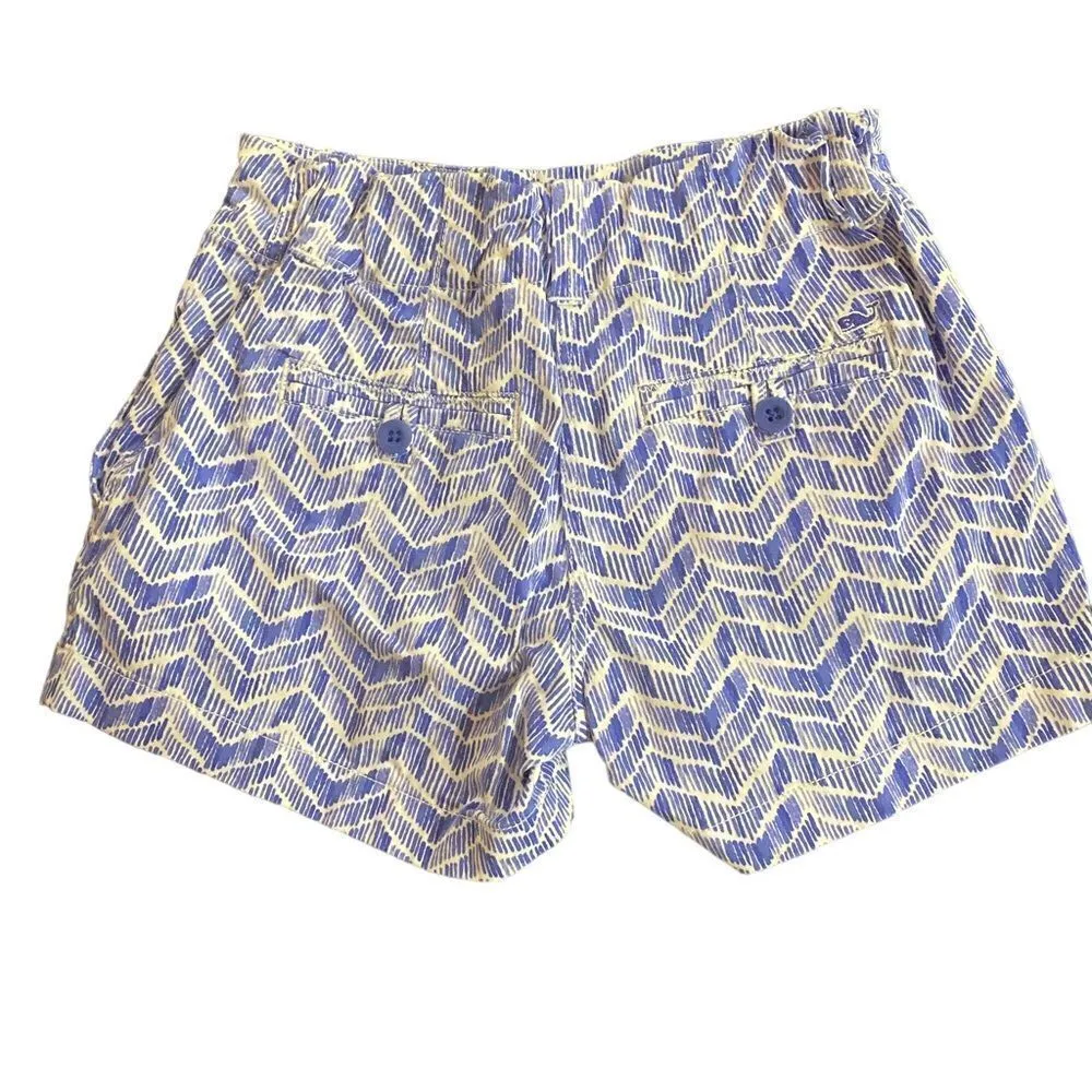 Vineyard Vines size 00 shorts blue white elastic waist geometric shape - Image 7