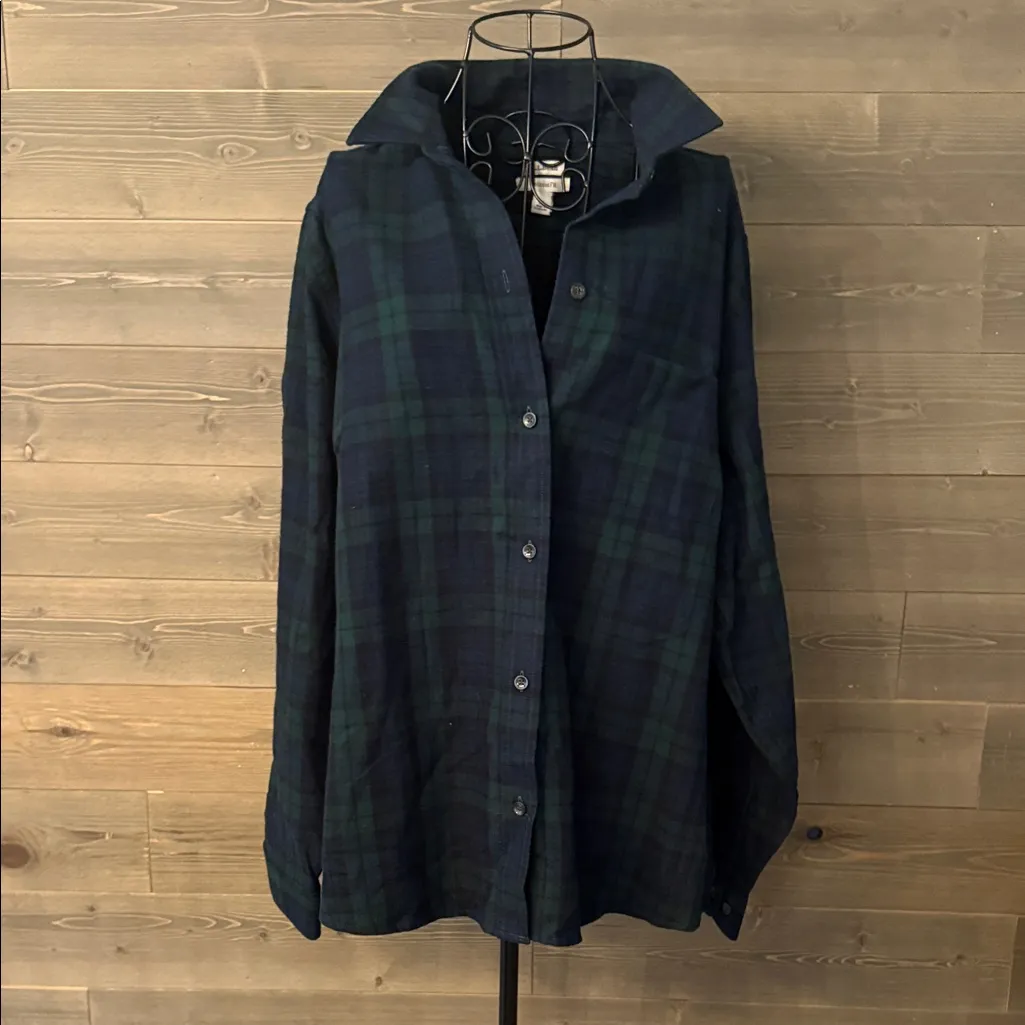L.L. Bean relaxed fit plaid flannel button - Image 2