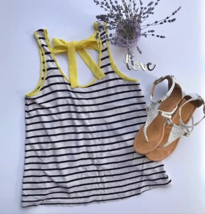 Yellow and Striped Open Back Top - Image 5