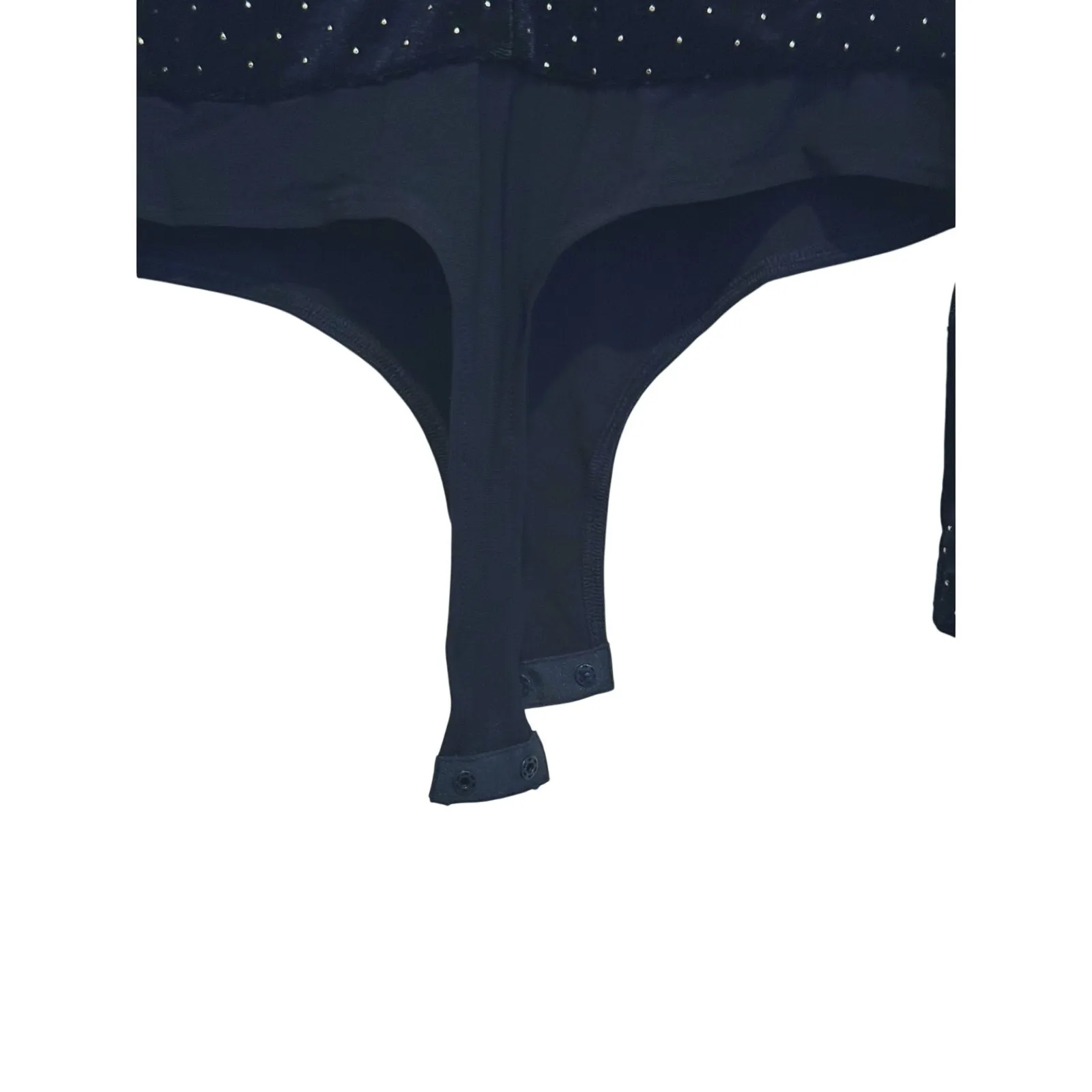 Ronny Kobo Old Money Studded Velvet Bodysuit M Black Glam Retro 70s Rockabilly Size M - Image 13