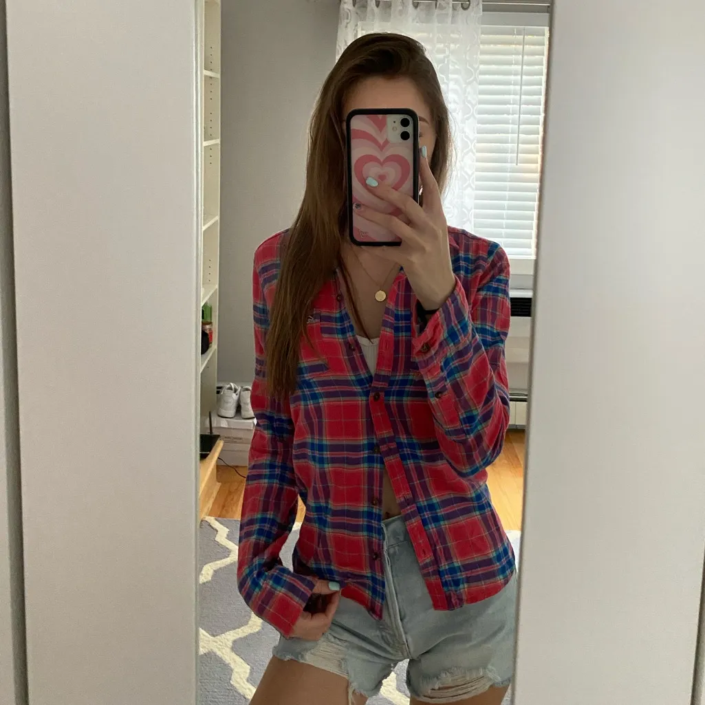 Hollister Co. Pink Plaid Button Up Flannel - Image 5