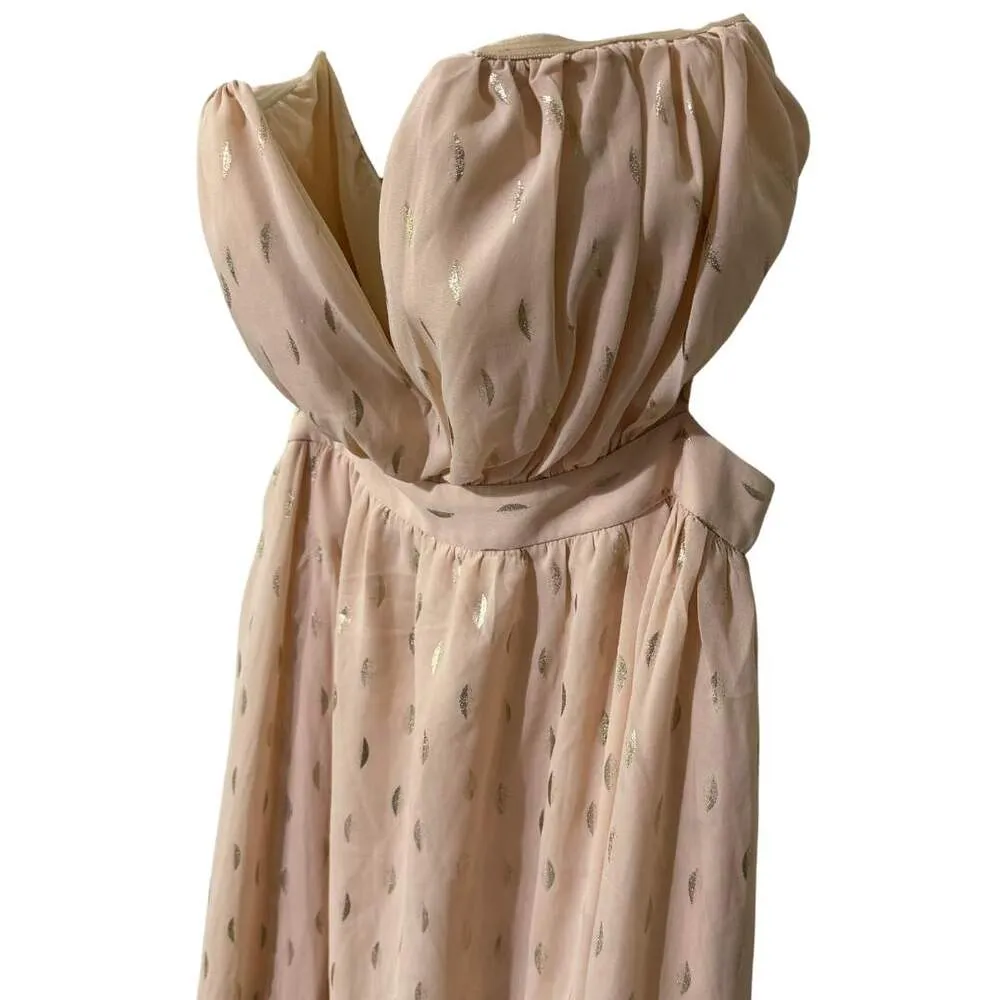 Women's L'ATISTE BY AMY Strapless Cut Out Gold Metallic Pink Dress - Size Small - Image 2