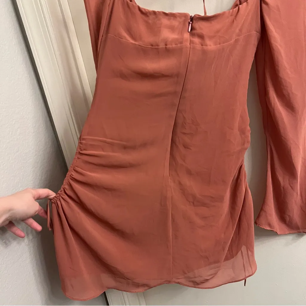 House of CB Baby Pink Chiffon Halter Mini Dress Medium - Image 11