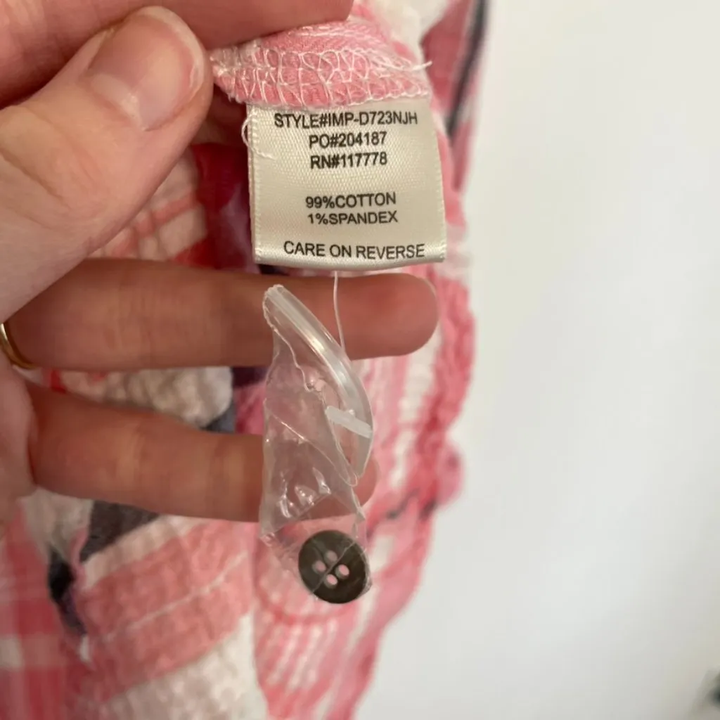 LOVESTITCH LOVE STITCH White Pink Coral Navy Plaid Long Sleeve Button Down Shirt - Image 9