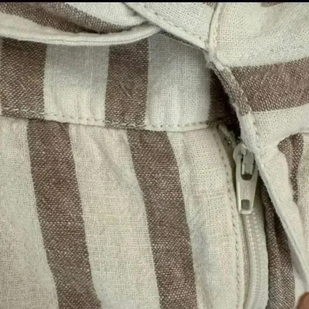 Anthropologie Oasis Striped Linen Blend Tailored Pants White/Taupe  SZ 4 #2011 - Image 10