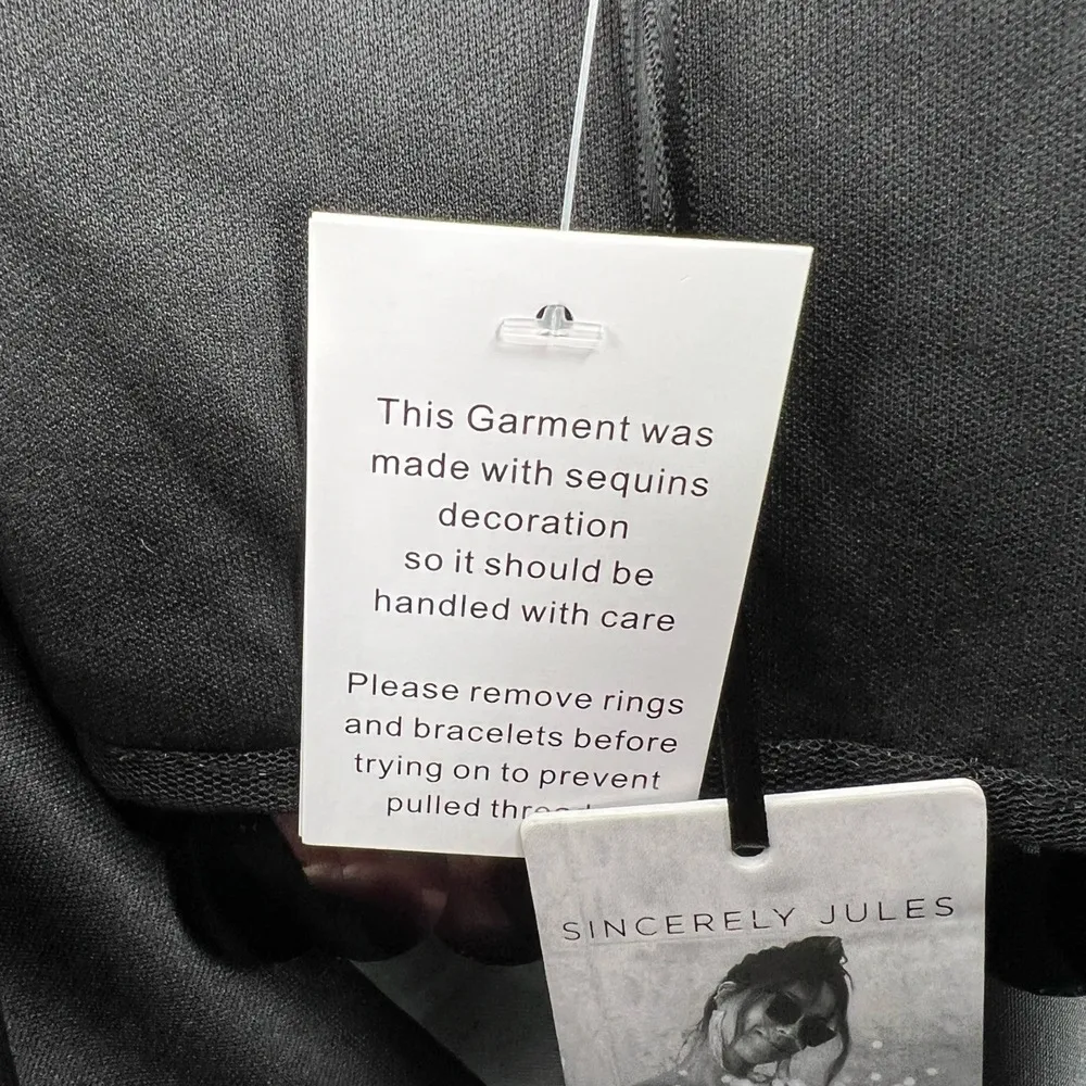 Black Sequin Crop Cami Top Sincerely Jules Festival Going Out Glam Sexy Med New - Image 5