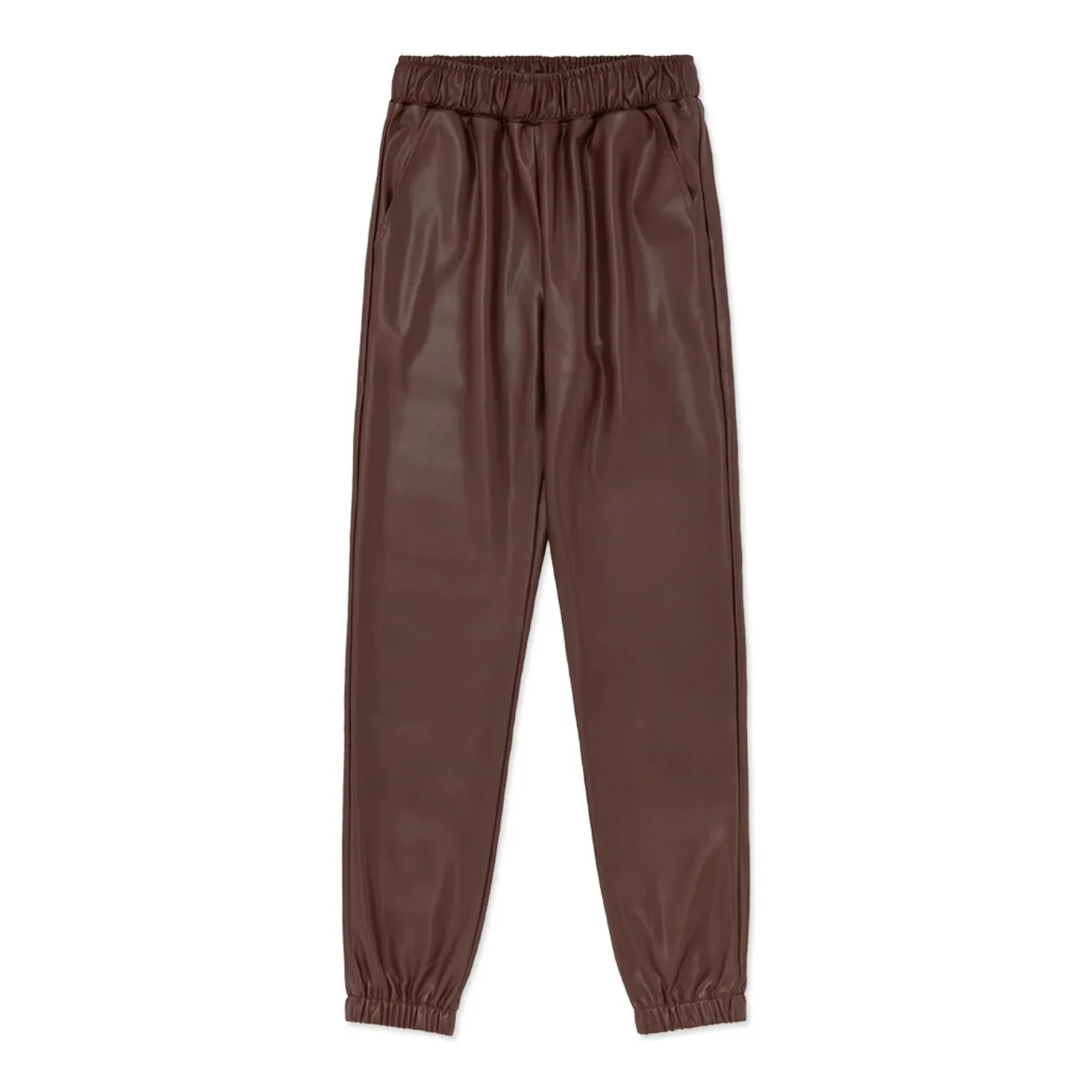 WeWoreWhat Brown Vegan Leather Joggers in Cacao Size Large - Image 2