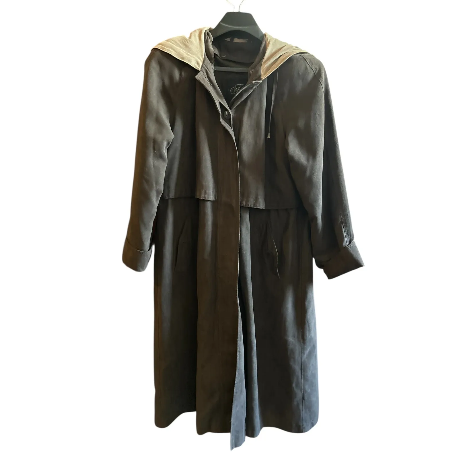 Fleet‎ Street Women's Hooded Trench Coat Water Resistant Lined Size 10P Brown - Image 2