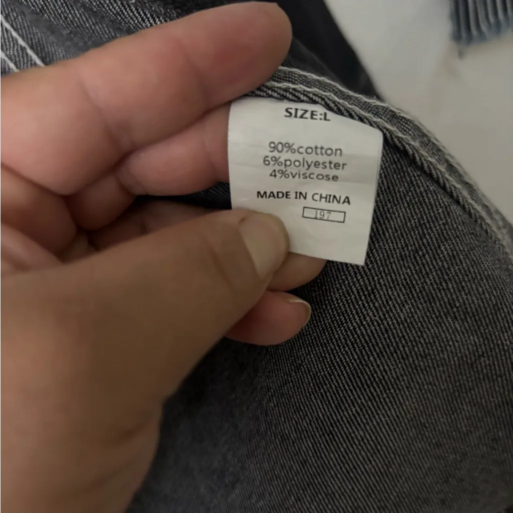 Black Distressed Denim Jacket Size L - Image 6