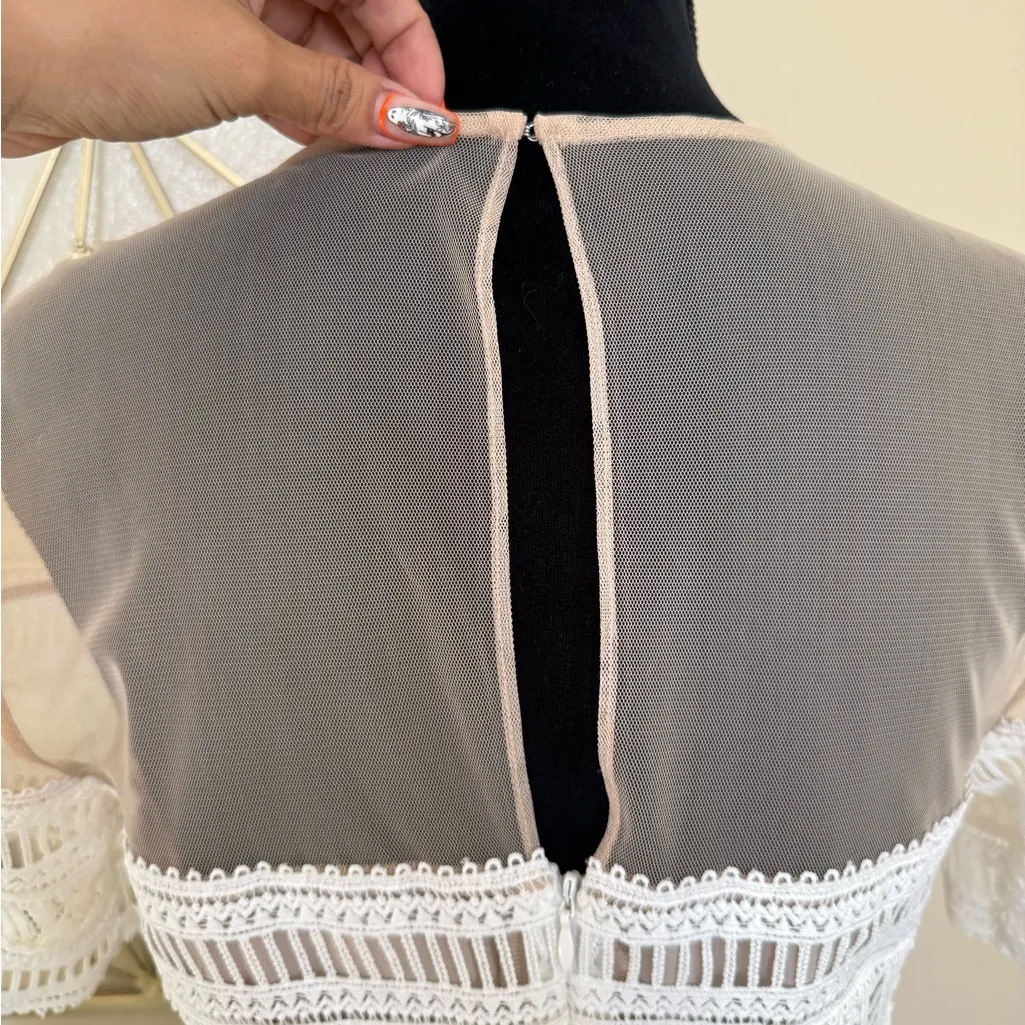 RACHEL Rachel Roy White Lace Midi Dress size 8 NWOT - Image 6