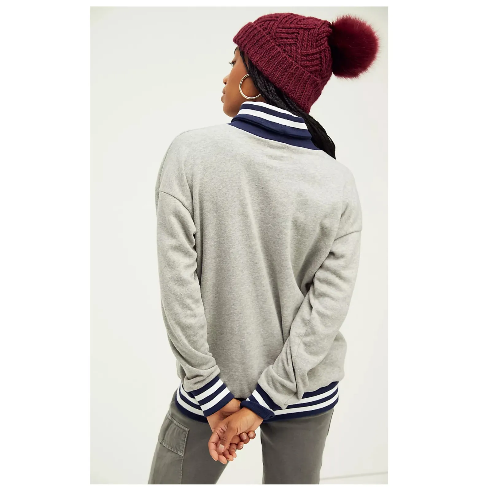 Free People x Campus Collection Ski Club Cowl Neck Pullover Size Medium Gray - Image 2