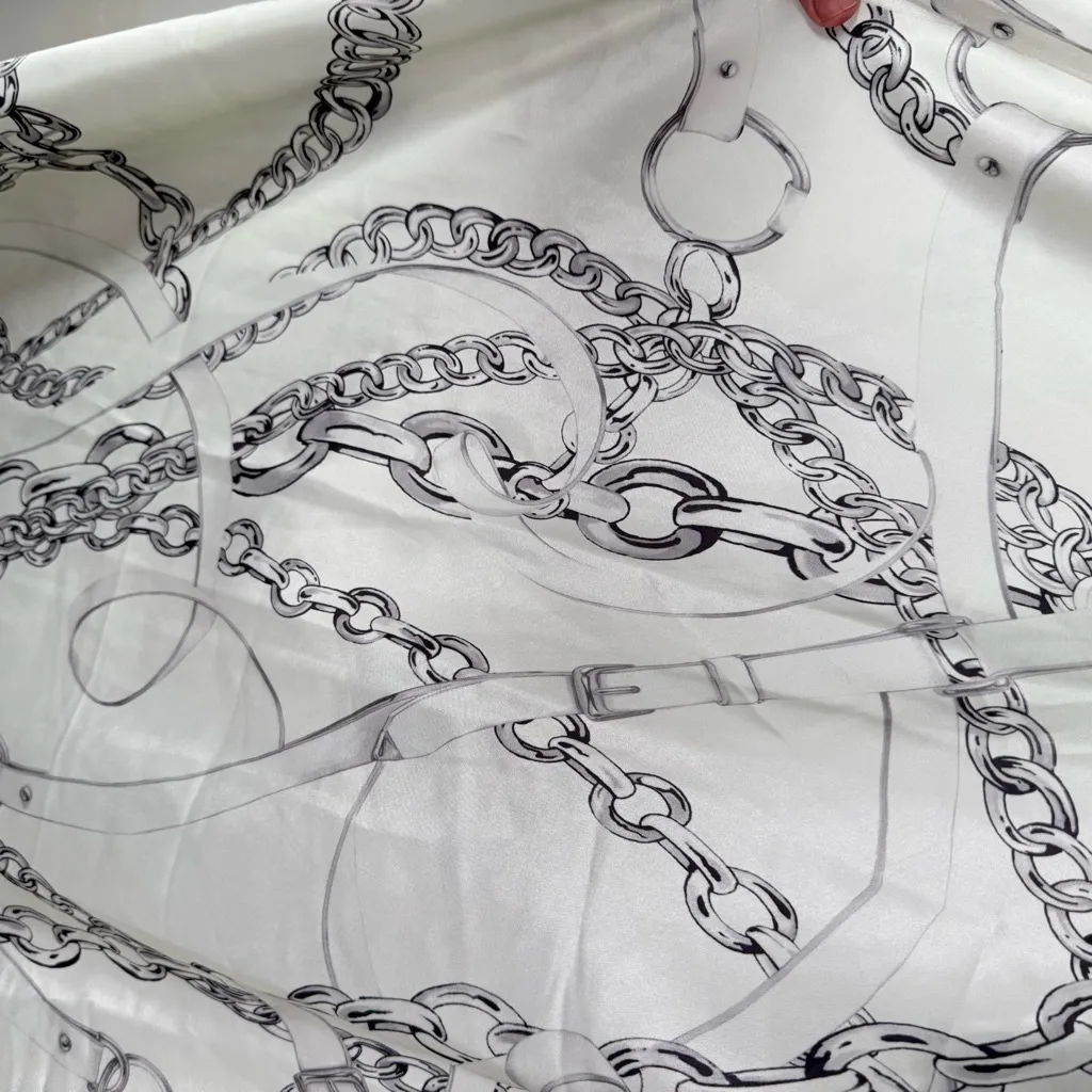 Hailey Chain Printed Satin Slip Skirt Size 1X - Image 4