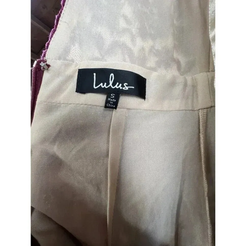 Lulus Lace Prom Dress Sheer Overlay High Front Slit‎ Maxi Bridal Party Gown Sz S - Image 6