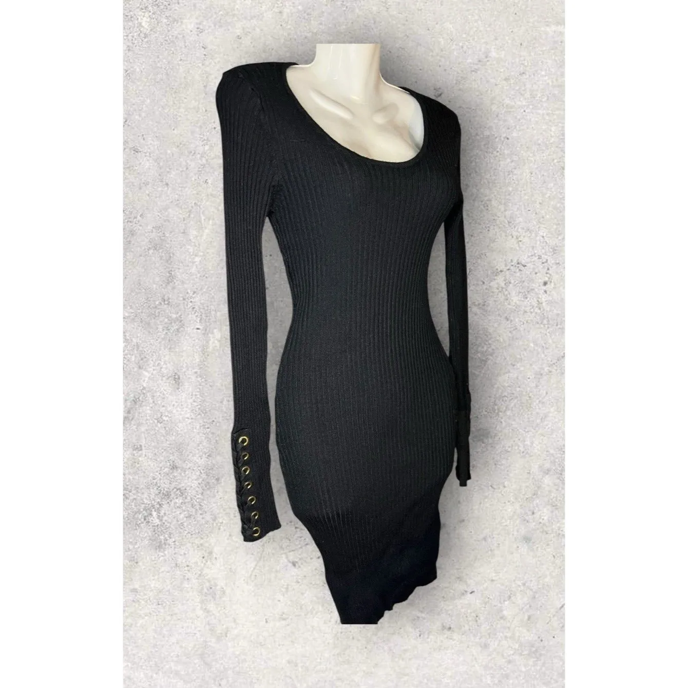 Derek Heart Women's Large Ribbed Stretch Scoop Neck Bodycon Mini Sweater Dress - Image 3