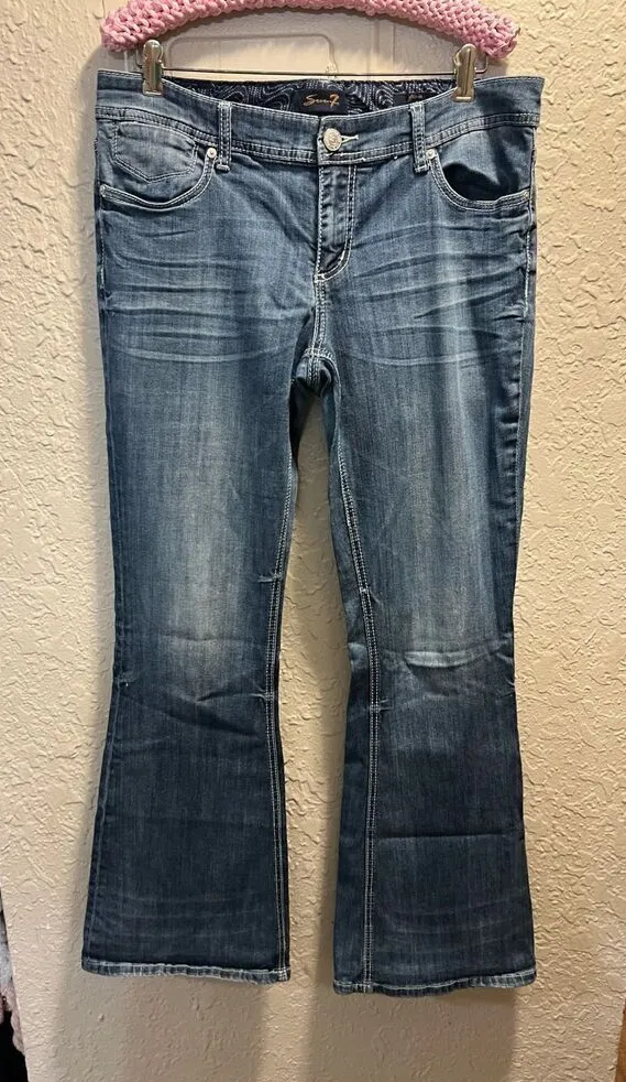 Seven7 Flare Blue Jeans Woman’s Size 12 - Minor Wear/Flaws - Image 1