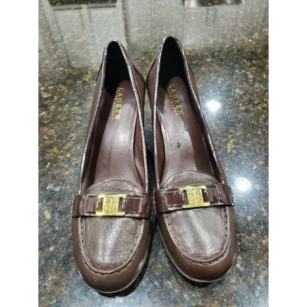 Lauren Ralph Lauren Women's Brown Leather Closed Toe Casual Flats Size US 9.5B - Image 3