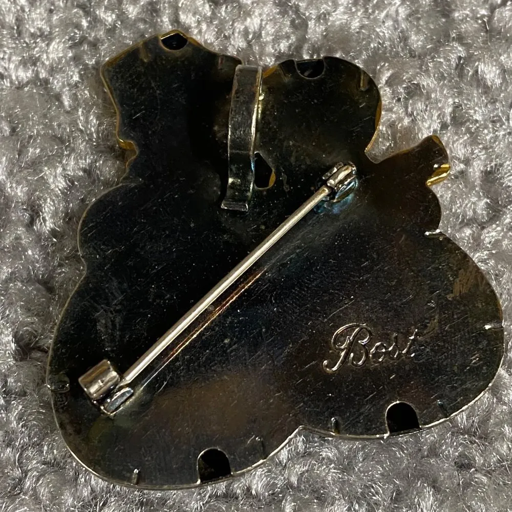 Best Hugging Snowman Snowwoman Pair Pin Brooch Pendant Winter Christmas Holiday Silver - Image 5