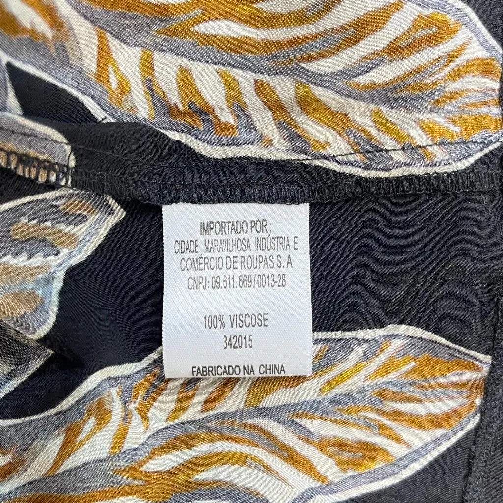 NWOT Farm Rio Maxi Dress Size M Black Print Puff Sleeves Plant Short Sleeve - Image 13