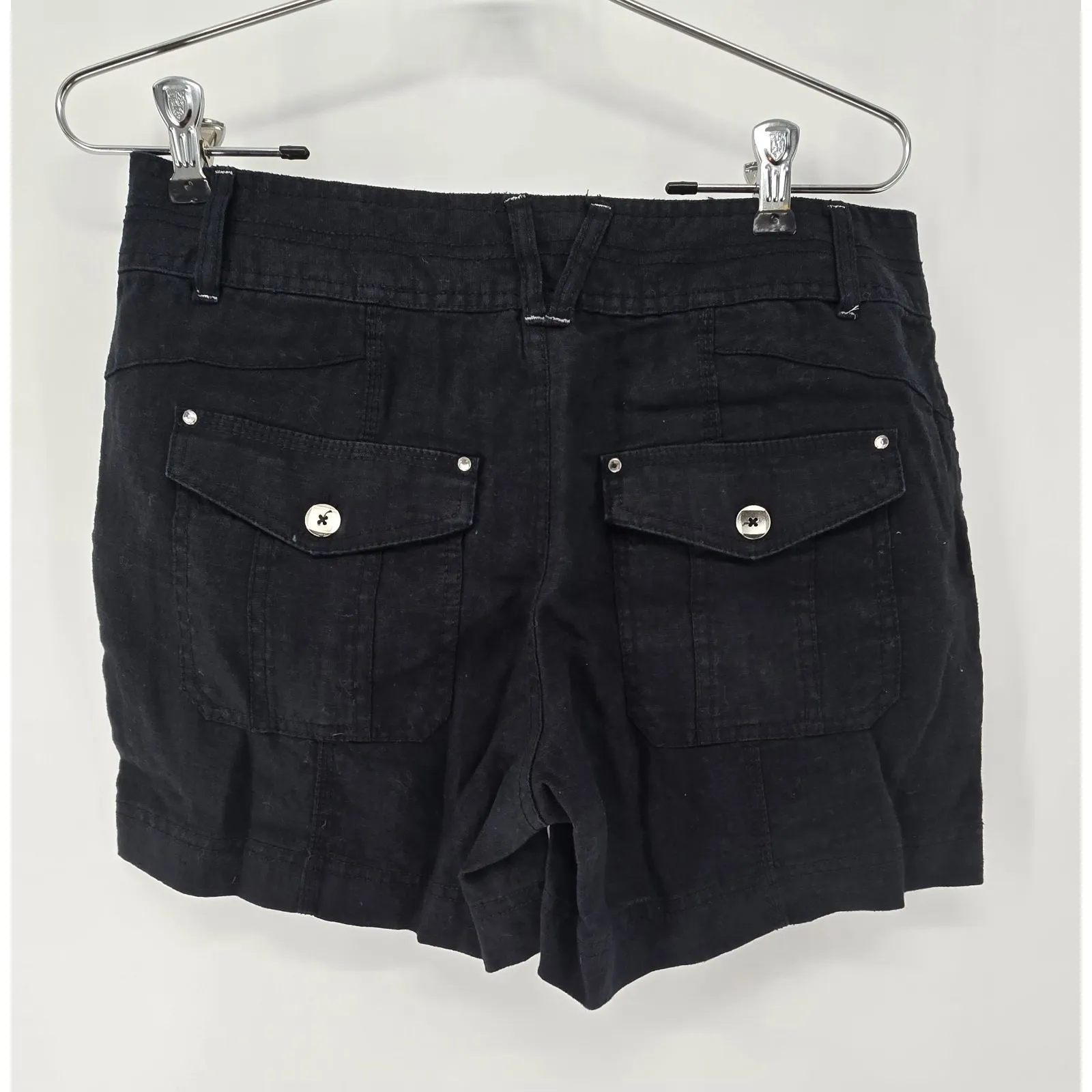 INC International Concepts Womens Shorts‎ Size 4 Black Pockets 100% Linen - Image 2