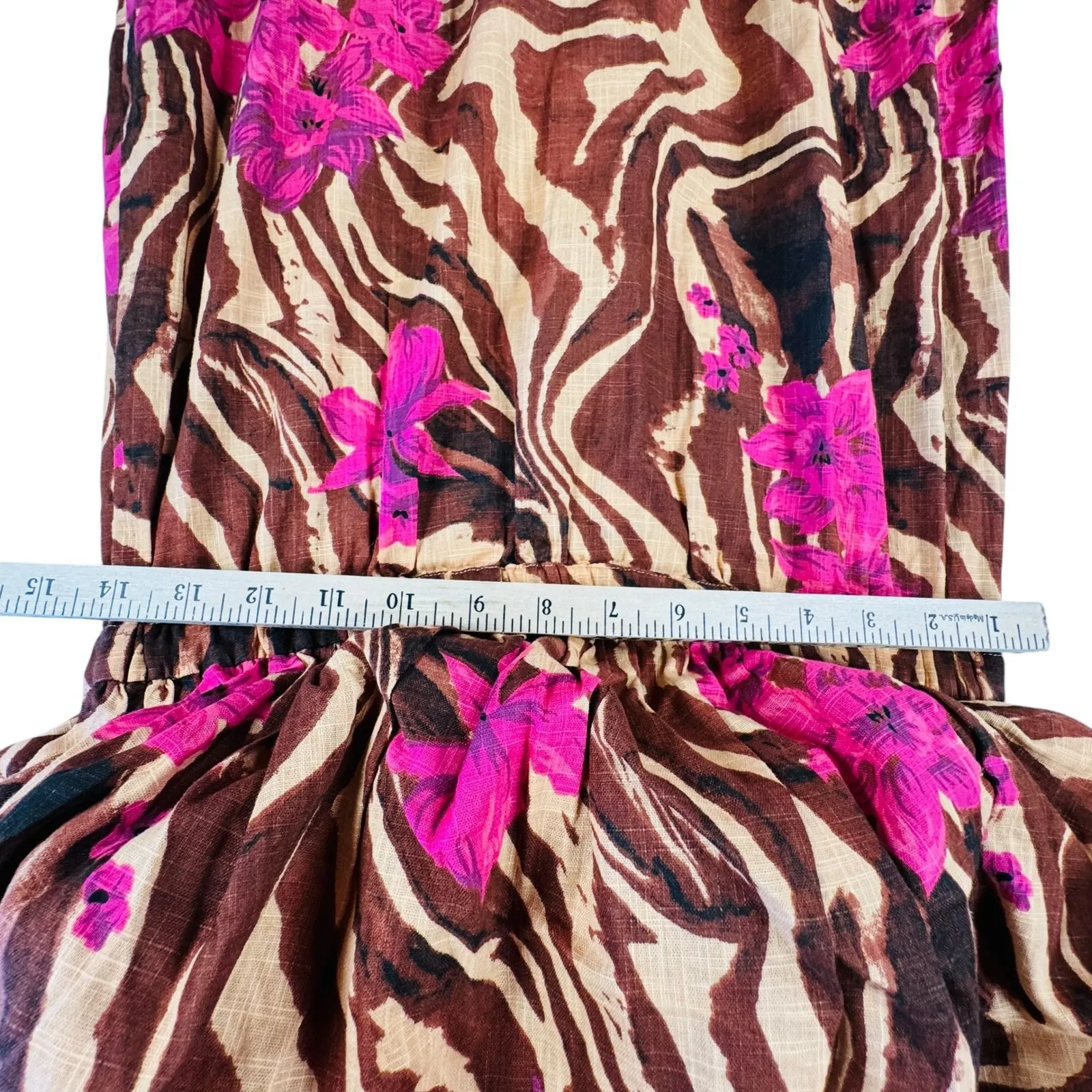 ASOS Maxi Dress Floral Brown Zebra Off Shoulder‎ Sz 8 Resort Vacation Cover Up - Image 6