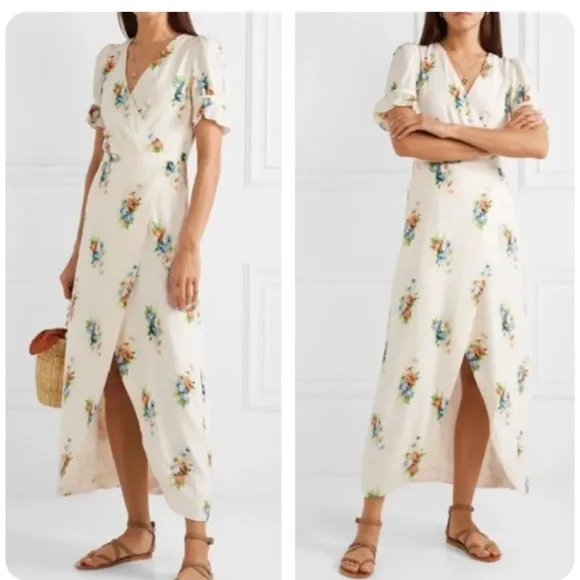 madewell ruffle sleeve maxi dress in classic corsage Madewell Cassia Ruffle Sleeve Maxi Dress, 0 / White Multi