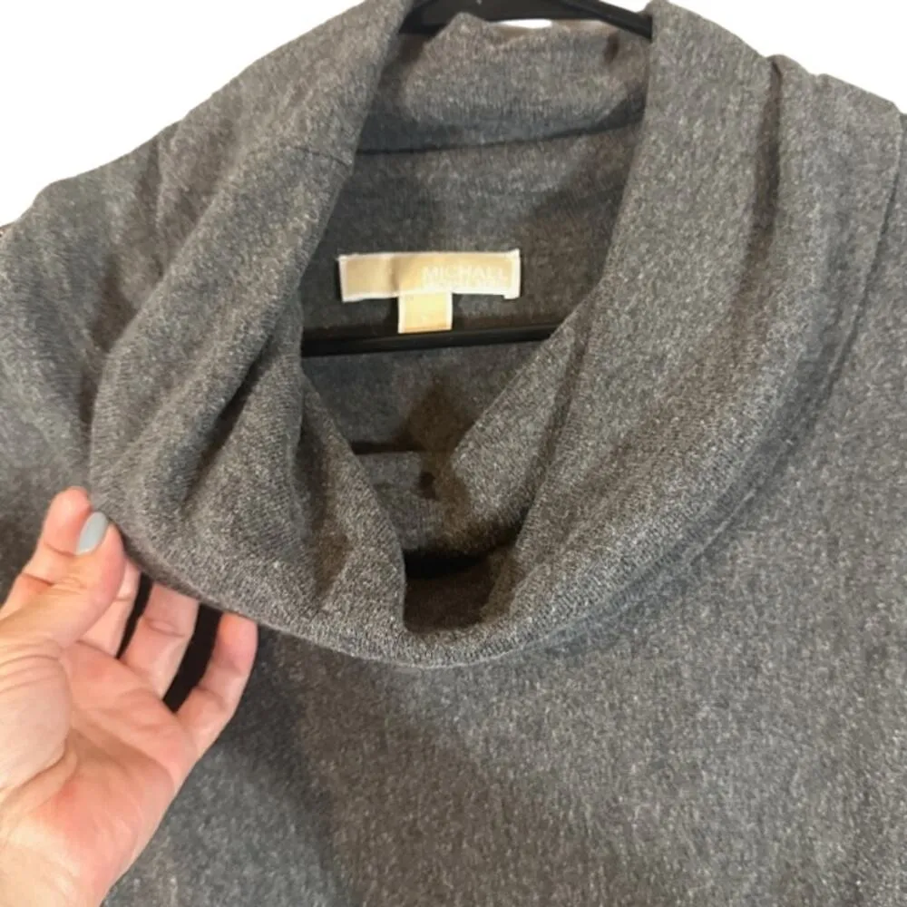 Michael Kors Gray Zipper Long Sleeve Cowl Neck Knit Pullover Sweater Women Sz S - Image 3