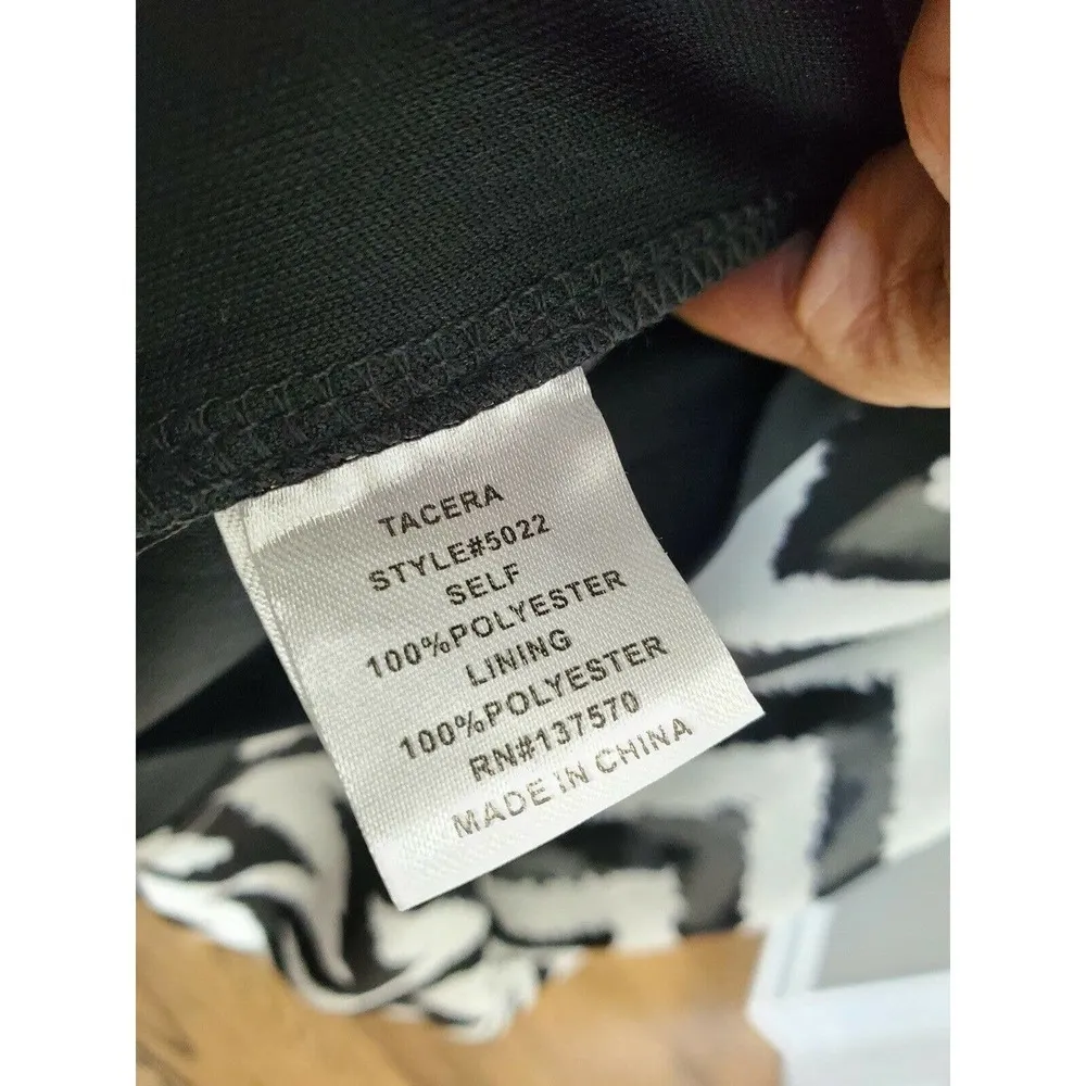 Tacera Women Black & White Polyester V-Neck Sleeveless Knee Length Dress Size M - Image 11