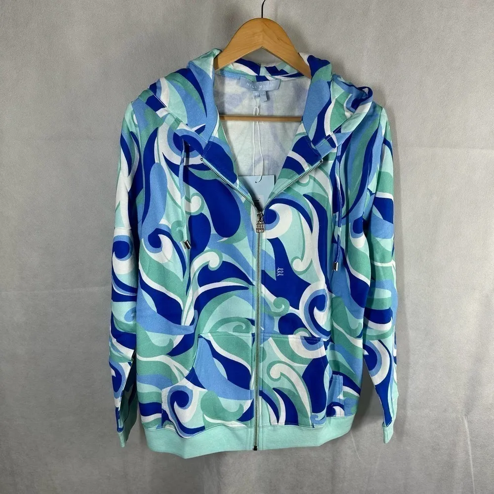 Hill House The Allie Zip Up Sweatshirt Size Small Ocean Kaleidoscope - Image 12