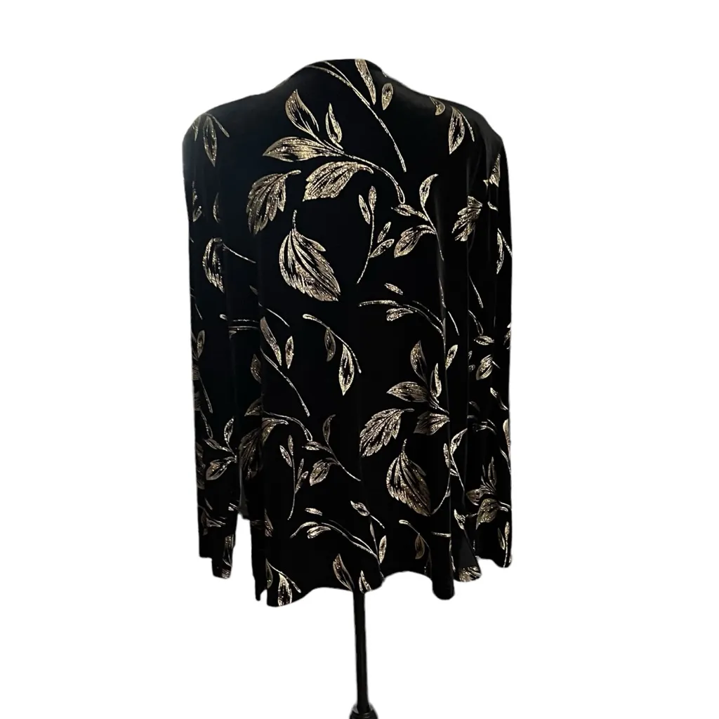 Vintage R&K Black Velvet with gold metallic Botanical style design Top SZ. 18W - Image 3