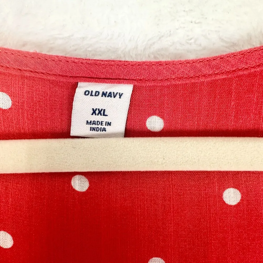 Surplice Wrap Front Midi Dress Red Dots Size XXL NWT Tie Waist - Image 13