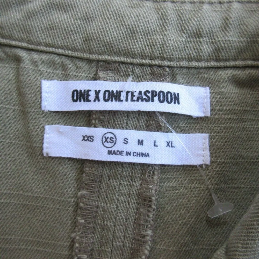 One Teaspoon Desert Ranch in Military Green Button Front Shirt Dress XS - Image 6