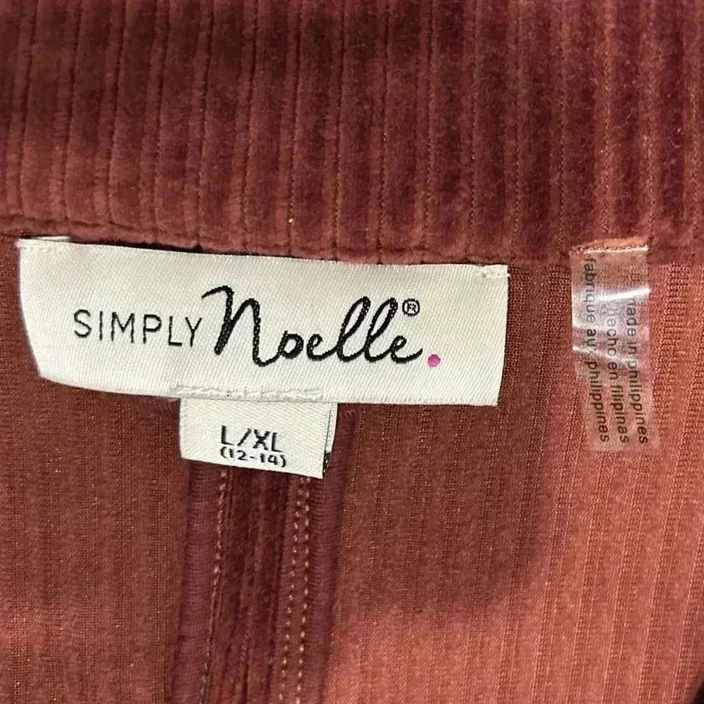 Simply Noelle Brown Corduroy Blazer Jacket Long Sleeve Collared Size L/XL - Image 2